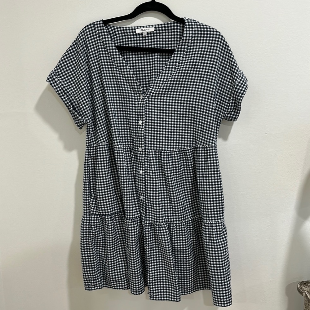 Madewell tiered checkered dress